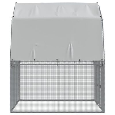 vidaXL Chicken Cage with Roof and Door Silver Galvanised Steel