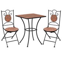 vidaXL 3 Piece Mosaic Bistro Set Ceramic Tile Terracotta