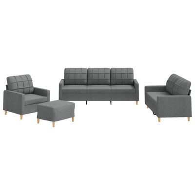 vidaXL 4 Piece Sofa Set with Cushions Dark Grey Fabric