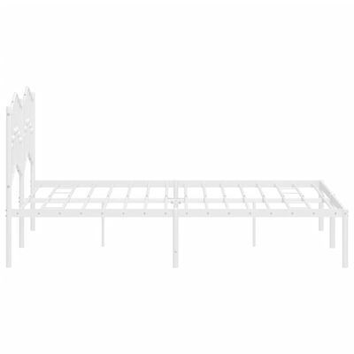 vidaXL Metal Bed Frame without Mattress with Headboard White 150x200 cm King Size