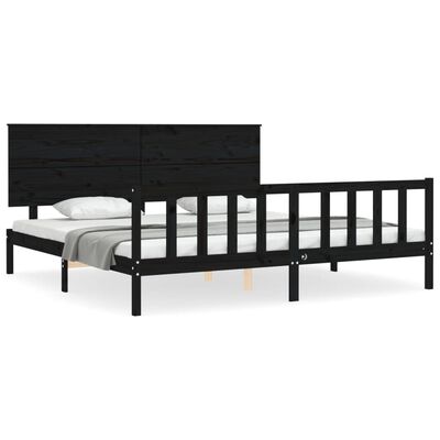 vidaXL Bed Frame without Mattress Black Super King Size Solid Wood Pine