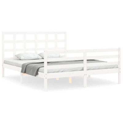 vidaXL Bed Frame without Mattress White King Size Solid Wood