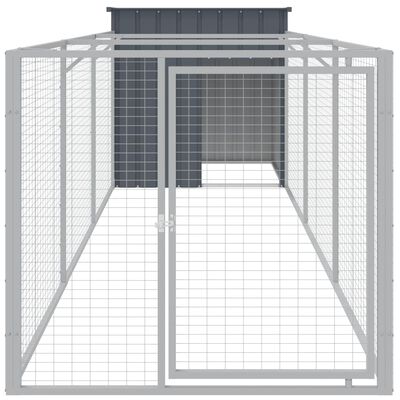 vidaXL Dog House with Run Anthracite 110x405x110 cm Galvanised Steel