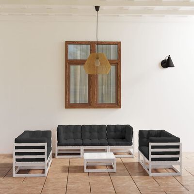 vidaXL 8 Piece Garden Lounge Set with Cushions Solid Pinewood