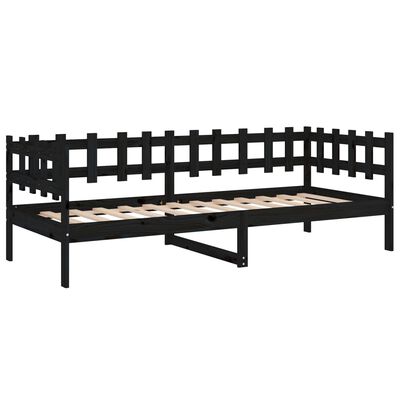 vidaXL Day Bed without Mattress Black 90x190 cm Single Solid Wood Pine