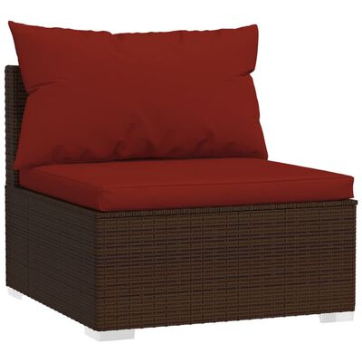 vidaXL 10 Piece Garden Lounge Set with Cushions Brown Poly Rattan