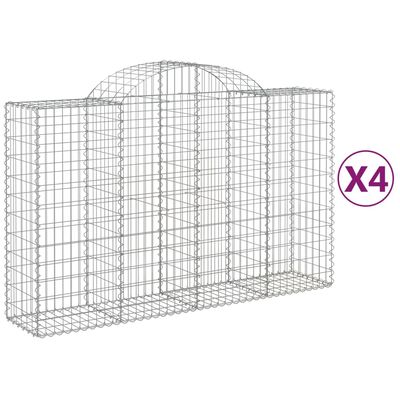 vidaXL Arched Gabion Baskets 4 pcs 200x50x120/140 cm Galvanised Iron