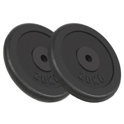 vidaXL Weight Plates 2 pcs 2x20 kg Cast Iron