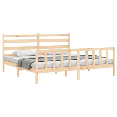 vidaXL Bed Frame with Headboard 180x200 cm Super King Solid Wood