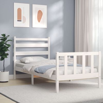 vidaXL Bed Frame without Mattress White 90x190 cm Single Solid Wood Pine