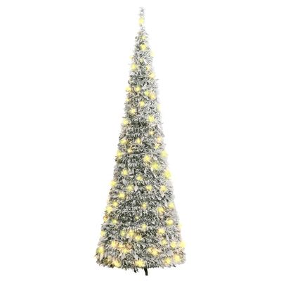 vidaXL Artificial Christmas Tree Pop-up Flocked Snow 200 LEDs 210 cm