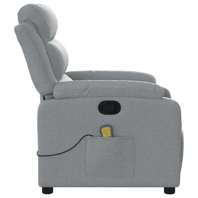 vidaXL Massage Recliner Chair Light Grey Fabric