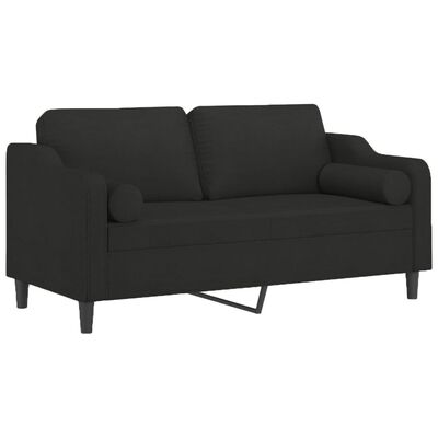 vidaXL 2-Seater Sofa with Throw Pillows Black 140 cm Fabric