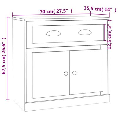 vidaXL Sideboard White 70x35.5x67.5 cm Engineered Wood