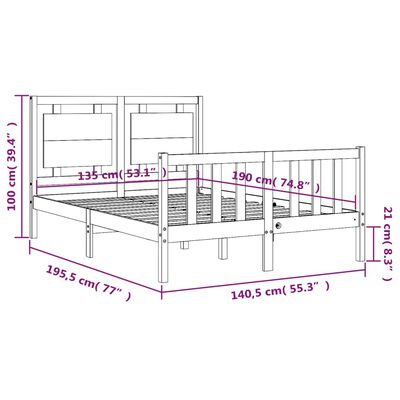 vidaXL Bed Frame without Mattress Double Solid Wood Pine