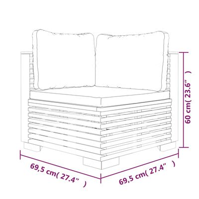 vidaXL 7 Piece Garden Lounge Set with Cushions Solid Wood Teak