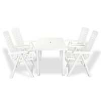 vidaXL 5 Piece Outdoor Dining Set Plastic White