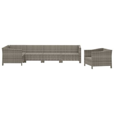 vidaXL 6 Piece Garden Lounge Set with Cushions Grey Poly Rattan