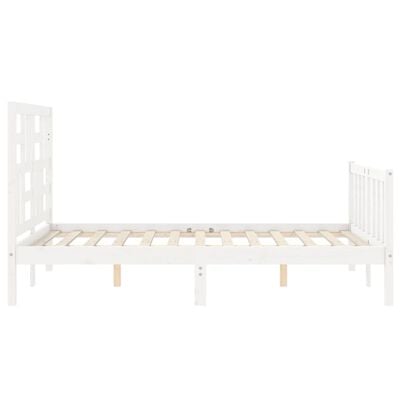 vidaXL Bed Frame without Mattress White Double Solid Wood Pine