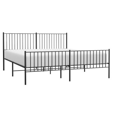 vidaXL Metal Bed Frame without Mattress with Footboard Black 180x200 cm Super King