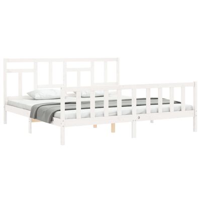 vidaXL Bed Frame without Mattress White Super King Size Solid Wood Pine