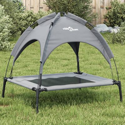 vidaXL Dog Bed with Canopy Anthracite Oxford Fabric and Steel