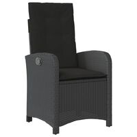 vidaXL Reclining Garden Chair with Cushions Black Poly Rattan