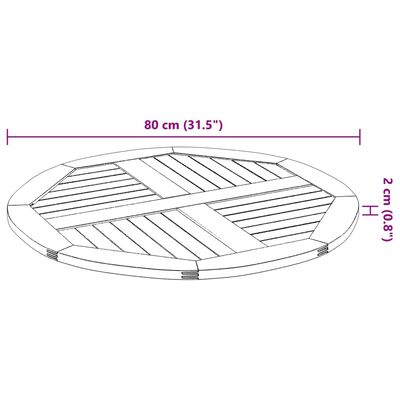 vidaXL Table Top Ø80x2.2 cm Round Solid Wood Acacia