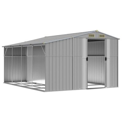 vidaXL Garden Shed Grey 277x365.5x179 cm Galvanised Steel