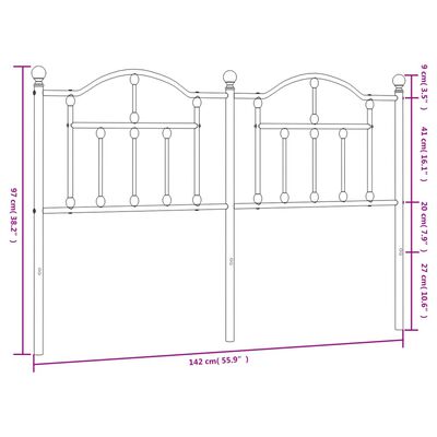 vidaXL Metal Headboard Black 135 cm