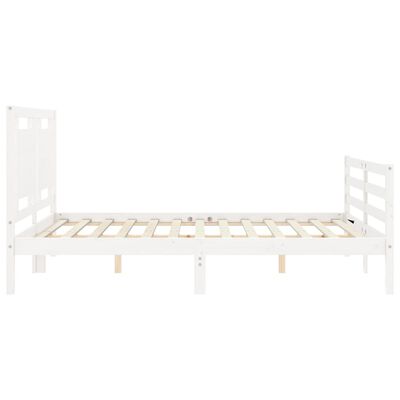 vidaXL Bed Frame without Mattress White King Size Solid Wood