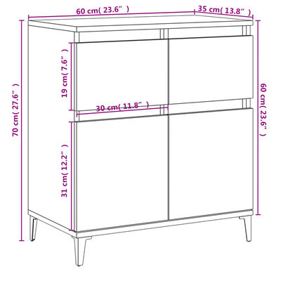 vidaXL Sideboard White 60x35x70 cm Engineered Wood