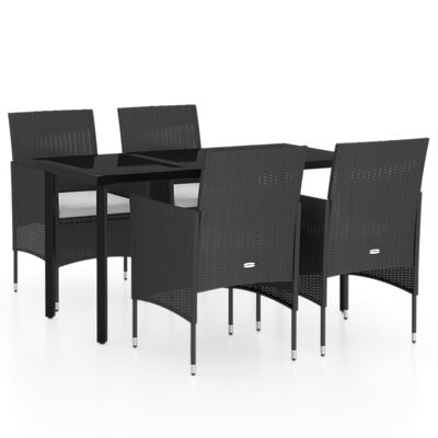 vidaXL 5 Piece Garden Dining Set with Cushions Black