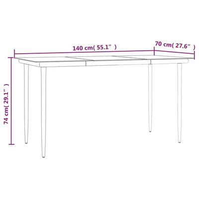 vidaXL 7 Piece Garden Dining Set with Cushions Poly Rattan and Steel