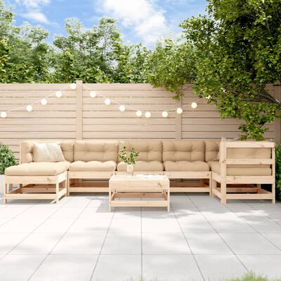 vidaXL 8 Piece Garden Lounge Set with Cushions Solid Wood