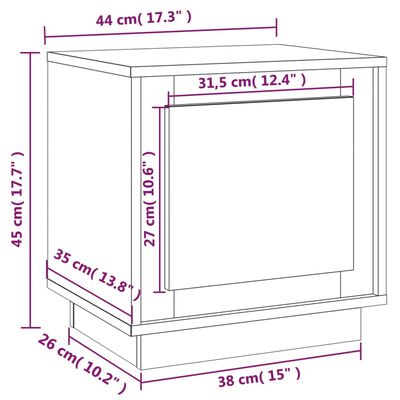 vidaXL Bedside Cabinet Black 44x35x45 cm Engineered Wood