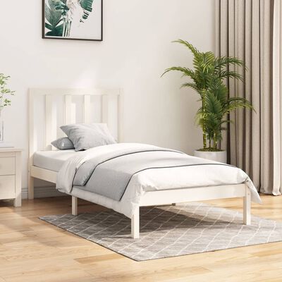 vidaXL Bed Frame White Solid Wood Pine 90x190 cm Single