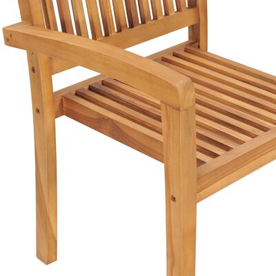 vidaXL Stacking Garden Chairs with Cushions 6 pcs Solid Teak Wood