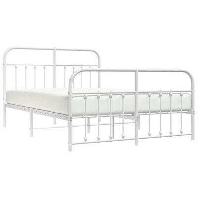 vidaXL Metal Bed Frame without Mattress with Footboard White 150x200 cm King Size