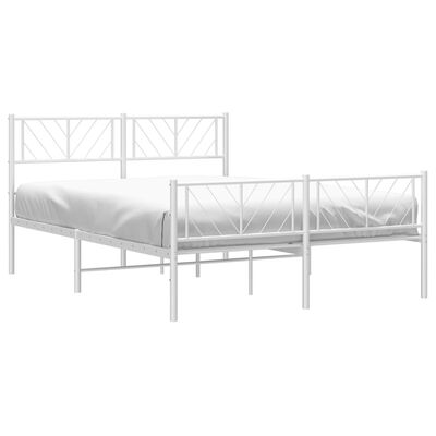 vidaXL Metal Bed Frame without Mattress with Footboard White 150x200 cm King Size