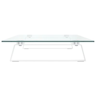 vidaXL Monitor Stand White 80x35x8 cm Tempered Glass and Metal