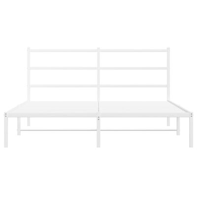 vidaXL Metal Bed Frame without Mattress with Headboard White 150x200 cm King Size