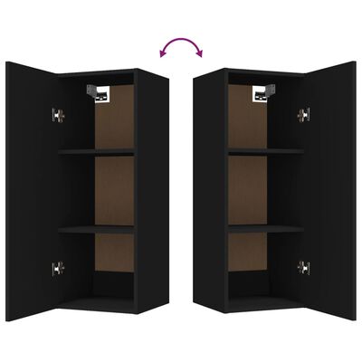 vidaXL Wall Cabinet Black 34.5x34x90 cm Engineered Wood