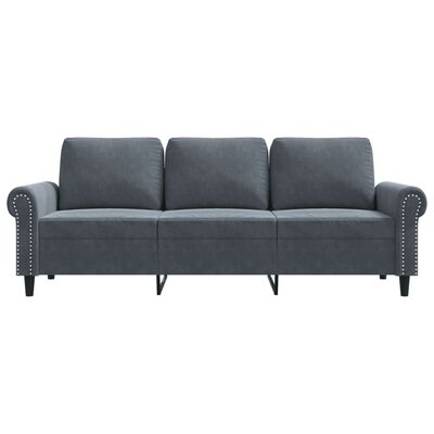 vidaXL 3-Seater Sofa Dark Grey 180 cm Velvet