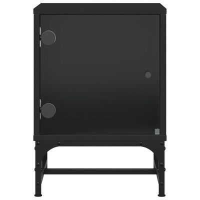 vidaXL Bedside Cabinets with Glass Doors 2 pcs Black 35x37x50 cm