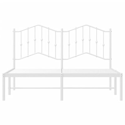 vidaXL Metal Bed Frame without Mattress with Headboard White 150x200 cm King Size