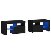 vidaXL Bedside Cabinets 2 pcs with LED Lights Black 70x36.5x40 cm