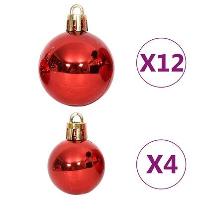 vidaXL 108 Piece Christmas Bauble Set Red and White