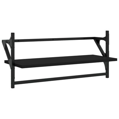 vidaXL 4 Piece Wall Shelf Set with Bars Black Engineered Wood