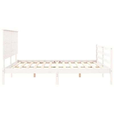 vidaXL Bed Frame without Mattress White Super King Size Solid Wood